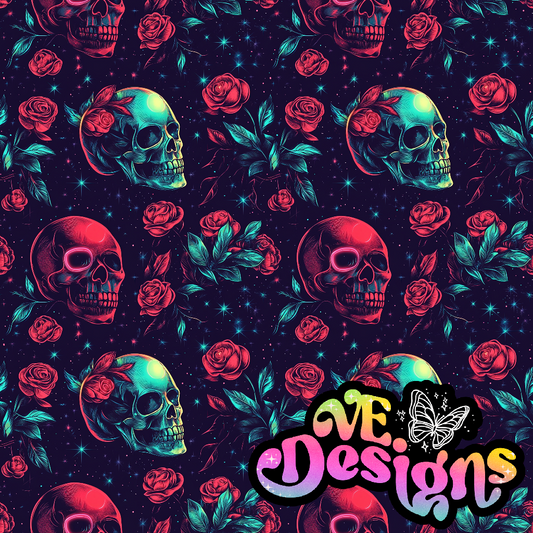 Neon Skull Roses