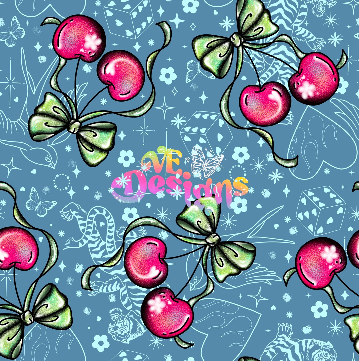 Glimmer Cherries Flash Tattoo - OG Denim